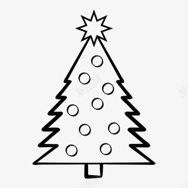 圣诞树松树或冷杉常绿针叶树图标图标