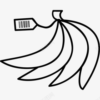 标签上有条形码的香蕉食品商店图标图标