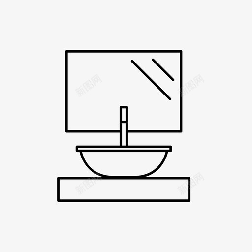 水槽浴室柜台图标svg_新图网 https://ixintu.com 卫生间 家 柜台 水槽 水龙头 浴室 镜子