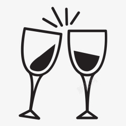 葡萄叶葡萄碰杯祝酒聚会图标高清图片