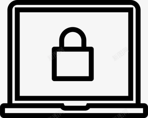 笔记本电脑加密机密安全图标图标