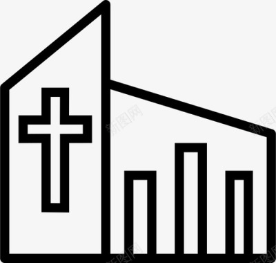 教堂十字架信仰图标图标