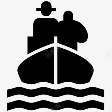 移民船大海难民图标图标