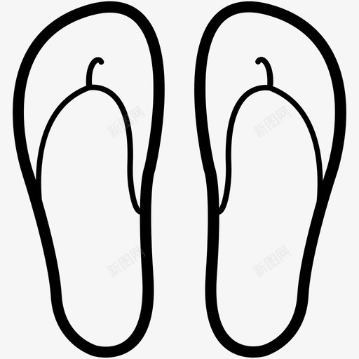 沙滩凉鞋夏日线图标svg_新图网 https://ixintu.com 夏日矢量线图标 沙滩凉鞋