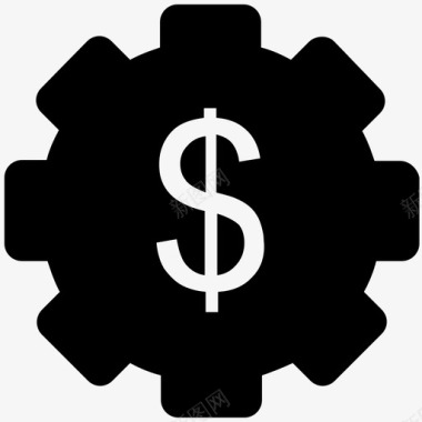 美元齿轮乐趣货币齿轮图标图标