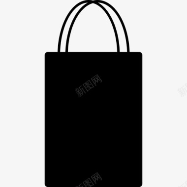 购物袋长方形高黑色轮廓带两个细把手商业购物商店图标图标
