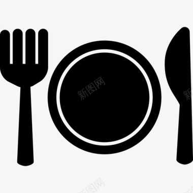 餐叉和餐刀食品酒店图标图标