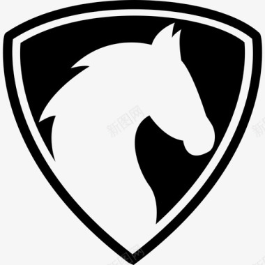 盾牌中的马头动物马2图标图标