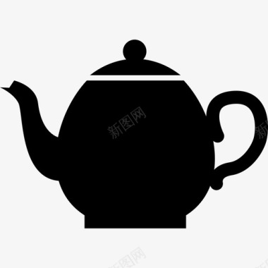 茶壶黑色侧视图形状工具用具饮料套装图标图标