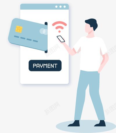 使用WiFi手机绑定信用卡支付的男子高科技生活的扁png免抠素材_新图网 https://ixintu.com 使用Wi 高科技生活的扁平人物