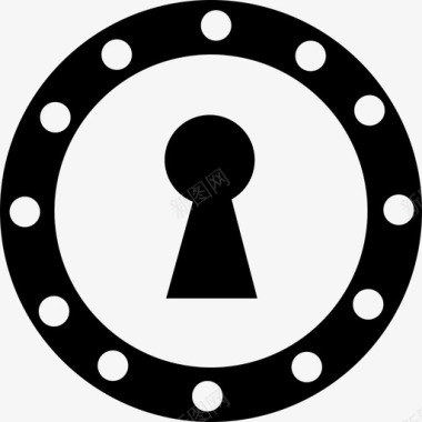锁孔在一个圆的总轮廓上有小圆所有的延伸安全图标图标