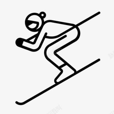 下坡滑雪运动速度图标图标