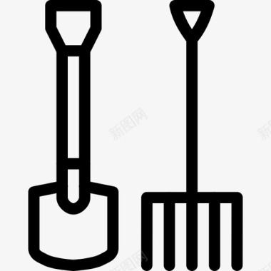铲子和干草叉整体管理图标图标