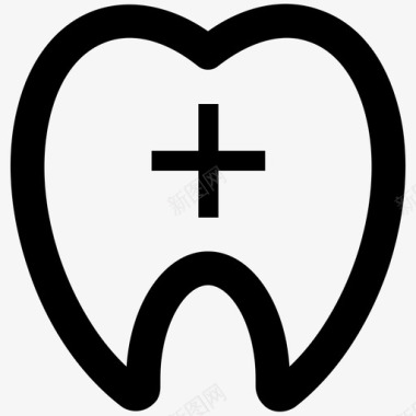 牙齿健康健康粗体线图标图标
