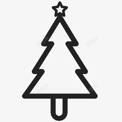 圣诞树树干星星图标svg_新图网 https://ixintu.com 假日 冬季 圣诞树 常绿 平原 星星 松树 树干 装饰