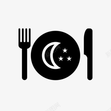 晚餐刀黑色盘子套装图标图标