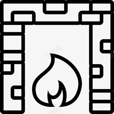 壁炉暖炉原木图标图标