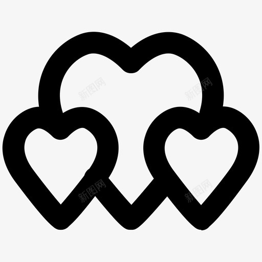三颗心爱和浪漫大胆的线图标svg_新图网 https://ixintu.com 三颗心 爱和浪漫大胆的线图标
