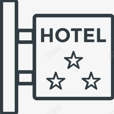 酒店招牌酒店和餐厅线图标图标
