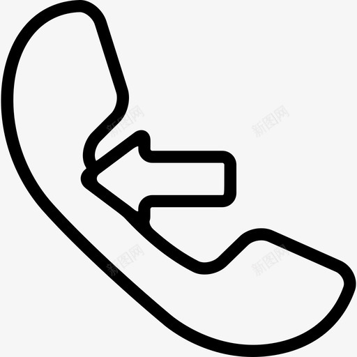 带有箭头接口移动电话的耳廓来电符号图标svg_新图网 https://ixintu.com 带有箭头 接口 移动电话的耳廓来电符号
