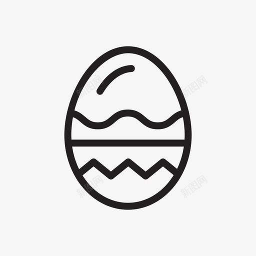 鸡蛋波浪图案黑色复活节彩蛋图标svg_新图网 https://ixintu.com 复活节彩蛋 鸡蛋波浪图案黑色