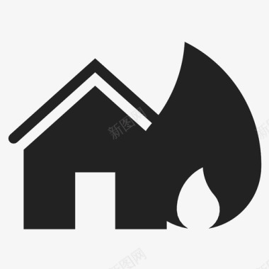 房屋火灾事故燃烧图标图标