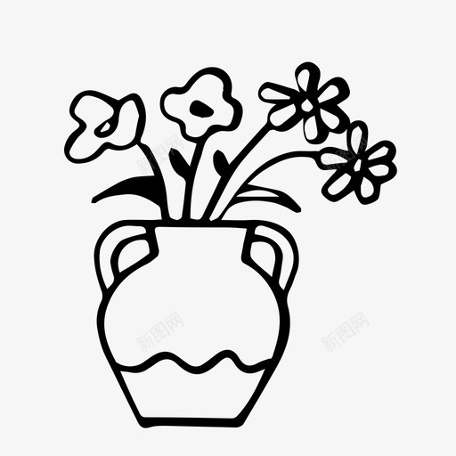 花瓶精致的花好的花图标svg_新图网 https://ixintu.com 好的花 手工制作的复古时髦款式 漂亮的花 漂亮的花瓶 白色的花 精致的花 花瓶