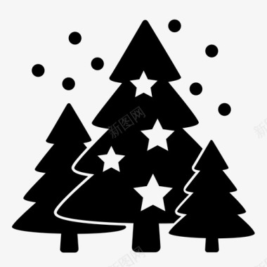 圣诞树星星雪图标图标
