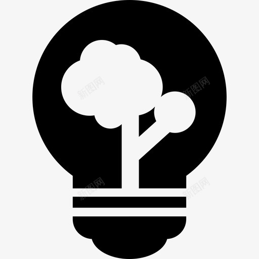 里面有一棵树的灯泡工具和器具图标svg_新图网 https://ixintu.com 工具和器具 里面有一棵树的灯泡
