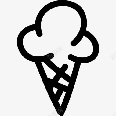 圆锥冰淇淋手绘甜点食物手绘图标图标