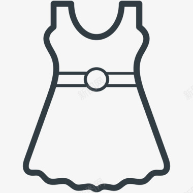 连衣裙时尚和服装线图标图标