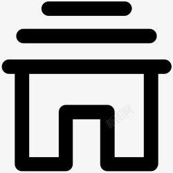 沙特建筑小屋木头茅草图标高清图片