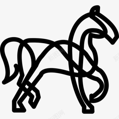 马的艺术变体动物几笔图标图标