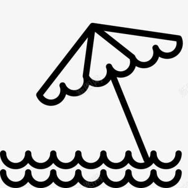 沙滩伞水旅行图标图标
