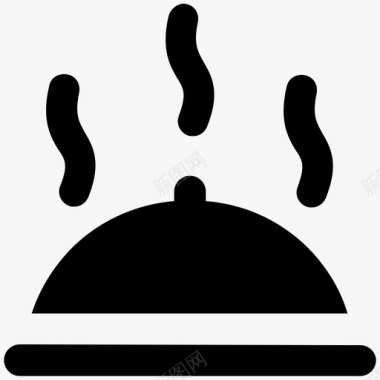 热的食物酒店和餐厅大胆的固体图标图标