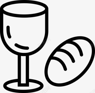 葡萄酒和面包象征聚会图标图标