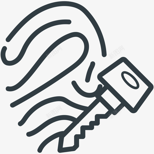 指纹钥匙安全线图标svg_新图网 https://ixintu.com 安全矢量线图标 指纹钥匙