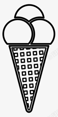 甜筒冰淇淋香草冰淇淋甜点图标图标