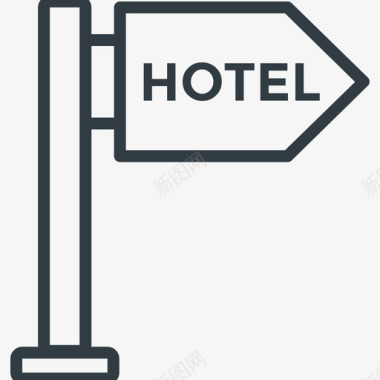 酒店路标酒店和餐厅线图标图标