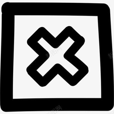 取消手绘十字在方形按钮轮廓界面手绘图标图标