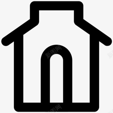 棚屋建筑和家具加粗线条图标图标