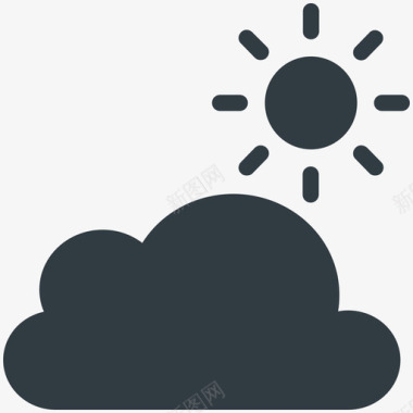太阳有云天气凉爽标图标图标