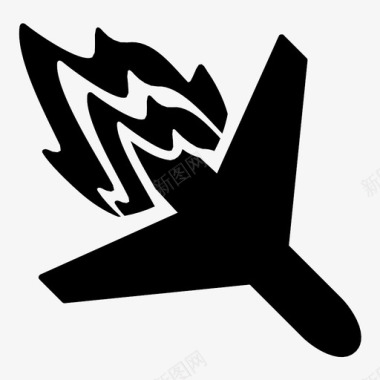 飞机失事火焰火灾图标图标