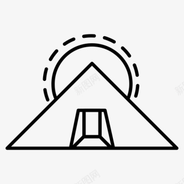 日落金字塔古代建筑图标图标