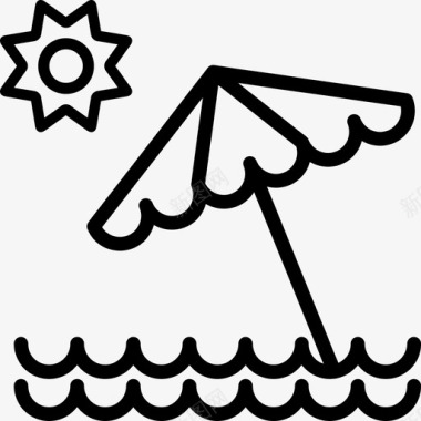 沙滩伞水上旅行图标图标