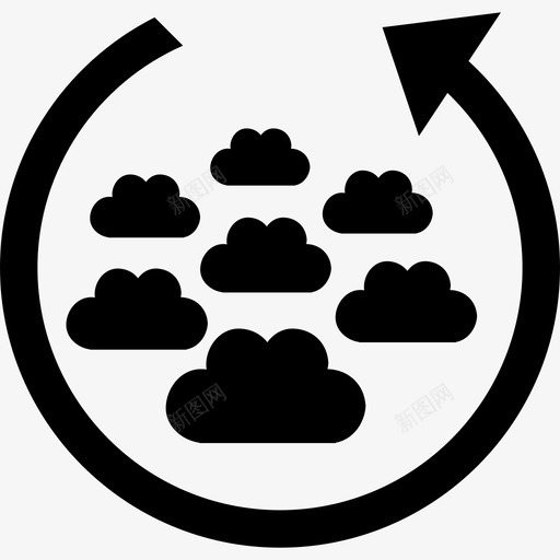 周围有圆形箭头的云组界面数据图标svg_新图网 https://ixintu.com 周围有圆形箭头的云组 数据图标 界面