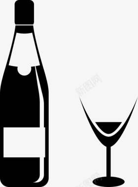 瓶子和玻璃放大镜新年快乐图标图标
