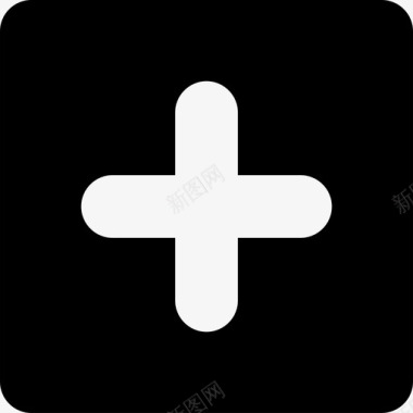 白色加上黑色方形符号界面基本要素图标图标