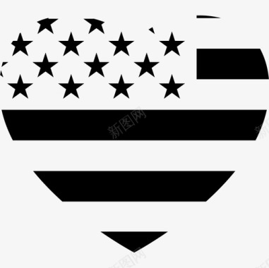 美国的心脏旗形状心跳图标图标