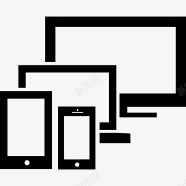 响应现代显示器组符号界面现代屏幕图标图标